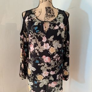 Floral cold-shoulder blouse/tunic size small